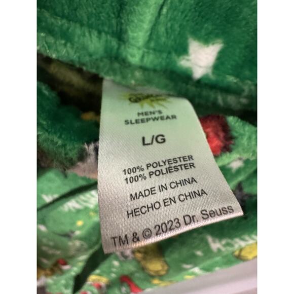 Unisex Grinch Pajama Set, “Naughty” Red Sweatshirt, Green Pants, Large - Picture 6 of 7